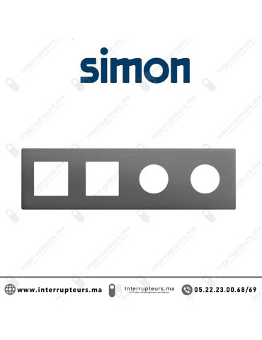 Cadre Simon 270 Minima 4 modules 2M large + 2 prises 2P+T CLEAN Titane 27190640-096