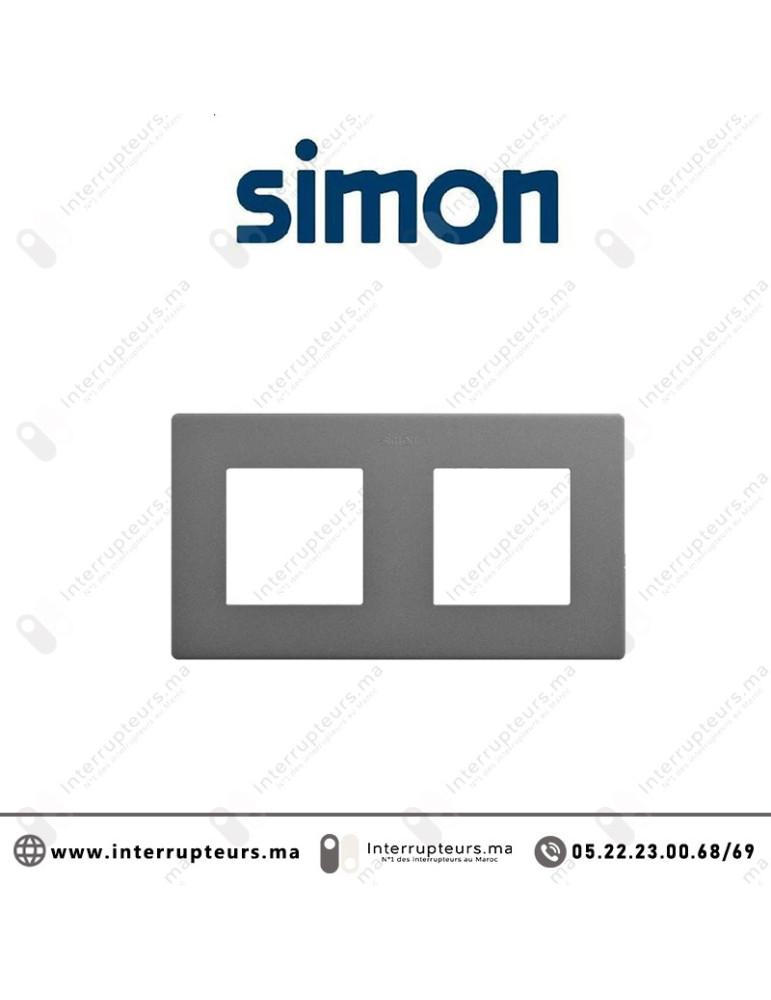 Cadre Simon 270 2 modules Icon Titane 27000620-096 | Interrupteurs Maroc