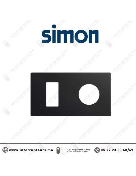 Cadre Simon 270 Minima 2 modules 1M étroit + prise 2P+T CLEAN Noir mat 27191620-098 Casablanca Maroc