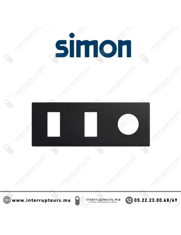 Cadre Simon 270 Minima 3 modules 2M étroit + prise 2P+T CLEAN Noir mat 27191630-098 Casablanca Maroc
