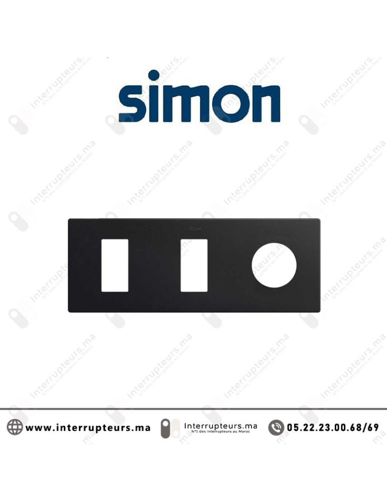 Cadre Simon 270 Minima 3 modules 2M étroit + prise 2P+T CLEAN Noir mat 27191630-098 Casablanca Maroc