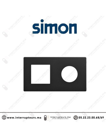 Cadre Simon270 Minima 2 modules 1M large + prise 2P+T CLEAN Noir mat 27190620-098 Casablanca Maroc