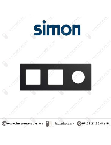 Cadre Simon 270 Minima 3 modules 2M large + prise 2P+T CLEAN Noir mat 27190630-098 Casablanca Maroc