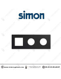 Cadre Simon 270 Minima 3 modules 1M large + 2 prises 2P+T CLEAN Noir mat 27193630-098 Casablanca Maroc
