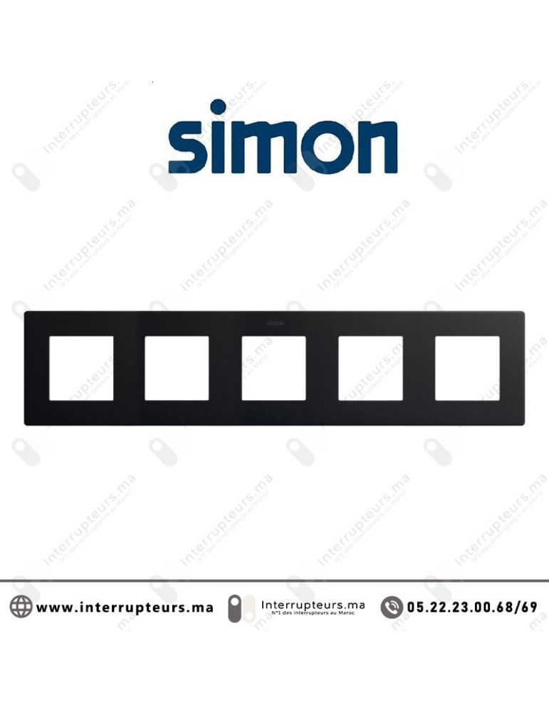 Cadre Simon 270 5 modules Icon Noir mat 27000650-098 Casablanca Maroc