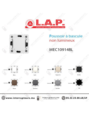 Poussoir à bascule non lumineux LAP Millenium blanc 10914BL1 Casablanca Maroc