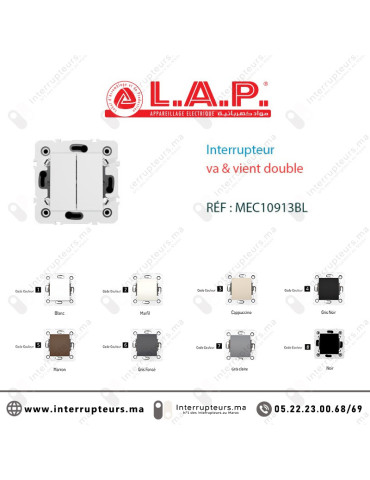 Interrupteur VA & Vient double blanc LAP Millenium 10913BL1 Casablanca Maroc