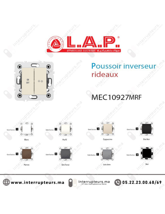 Poussoir inverseur rideaux LAP Millenium Marfil 10927MRF2 Casablanca MAROC