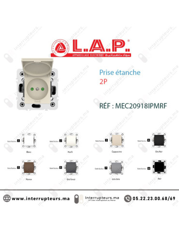 Prise étanche 2P Marfil LAP Millenium 20918IPMRF2 Casablanca Maroc