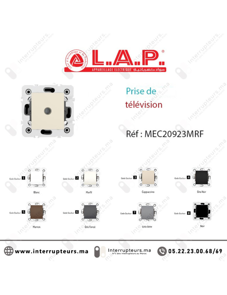 Prise de télévision LAP MILLENIUM Marfil 20923MRF Casablanca Maroc