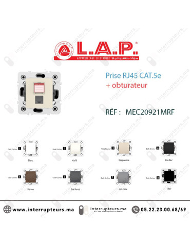 Prise RJ45 CAT.5e + obturateur LAP MILLENIUM Marfil 20921MRF2