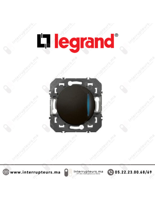 Poussoir simple Legrand Dooxie lumineux Noir mat 095267 Casablanca Maroc