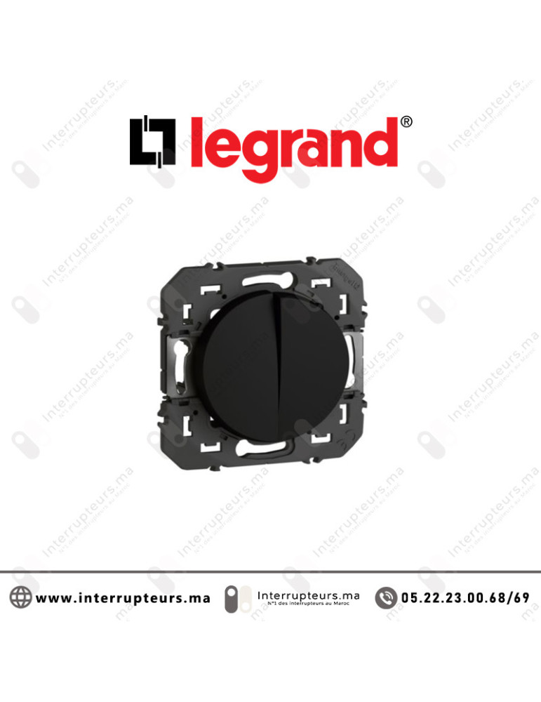 Interrupteur Legrand Dooxie double va et vient Noir mat 600202 Casablanca Maroc