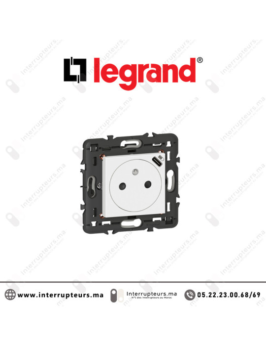 Prise de courant Legrand Mosaic surface + Chargeur USB Type-C 077161L Casablanca Maroc