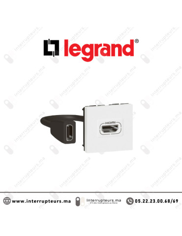 Prise HDMI V2.0 Legrand Mosaic 2M Blanc 078979L Casablanca Maroc