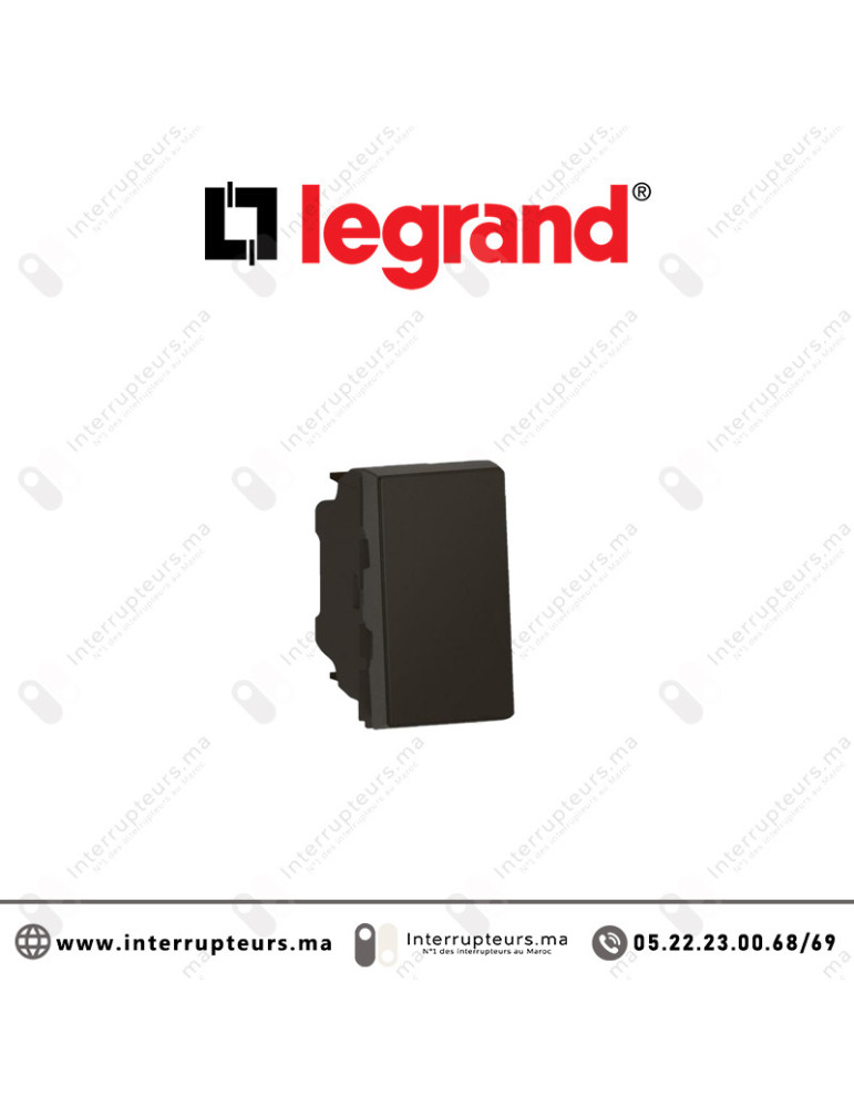 Interrupteur va & vient Legrand Mosaic 1M Noir mat 079101L Casablanca Maroc
